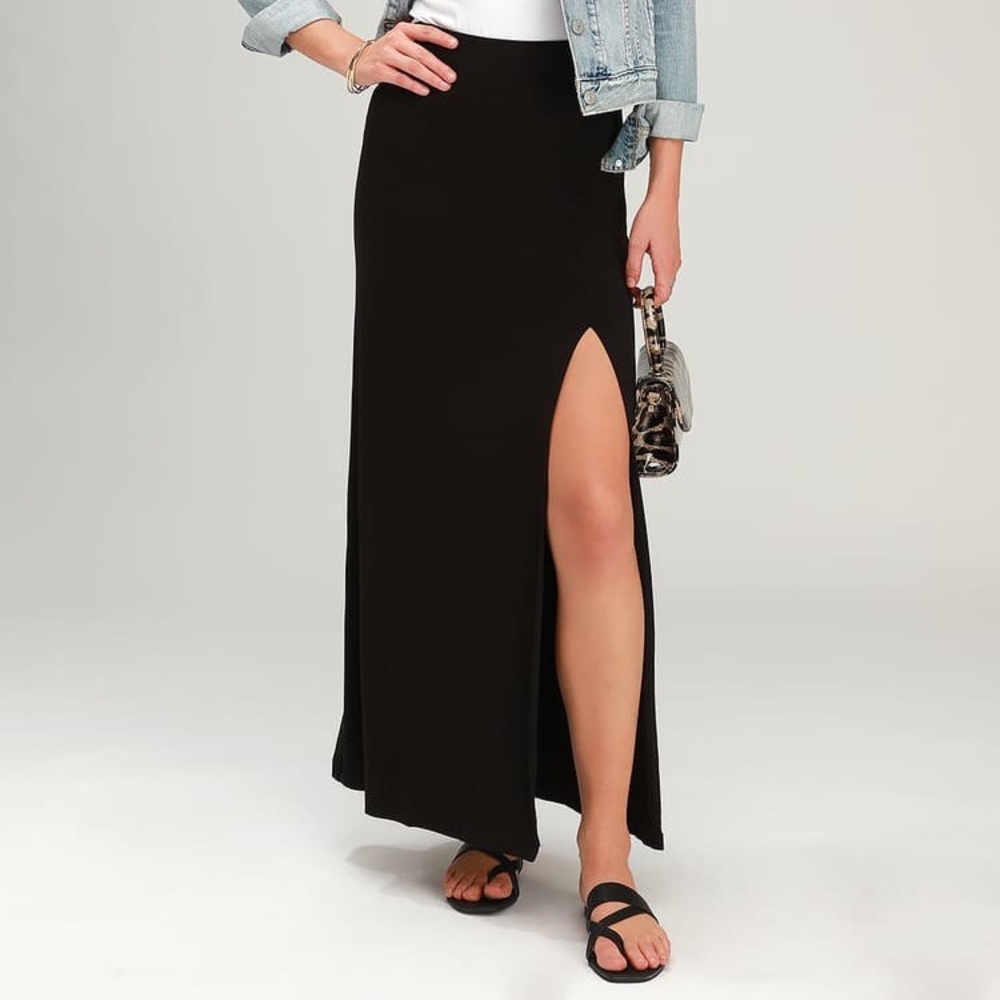 Z Supply - The Side Slit Black Maxi Skirt - Black, Large